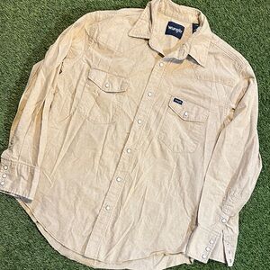 VTG 80’s Wrangler Pearl Snap Men's Beige Button-Down Shirt